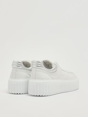 3. Damen-Sneaker H Stripes aus Leder Weiß-Silber