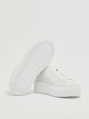 4. Damen-Sneaker H Stripes aus Leder Weiß-Silber