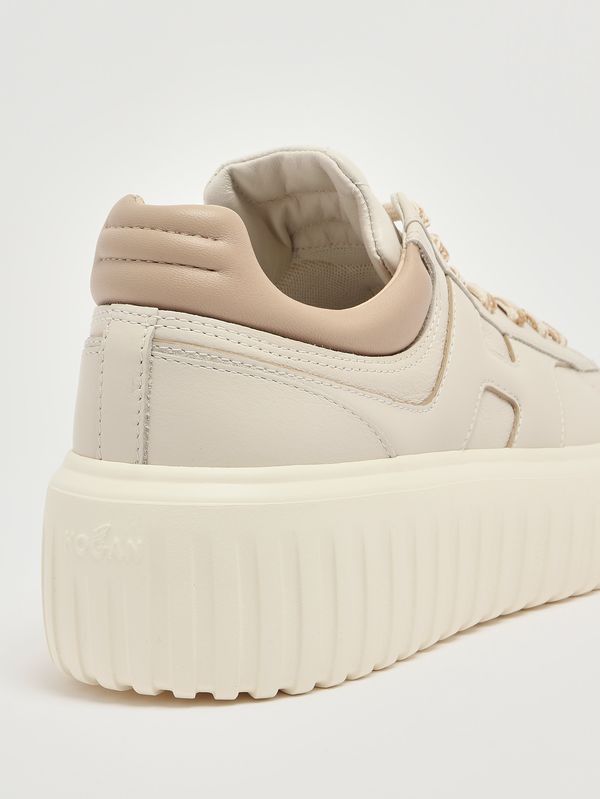 5. Zapatillas de mujer H Stripes de piel Mantequilla-Avellana Hogan hxw6450fe93uy8