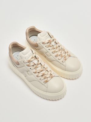 2. Zapatillas de mujer H Stripes de piel Mantequilla-Avellana
