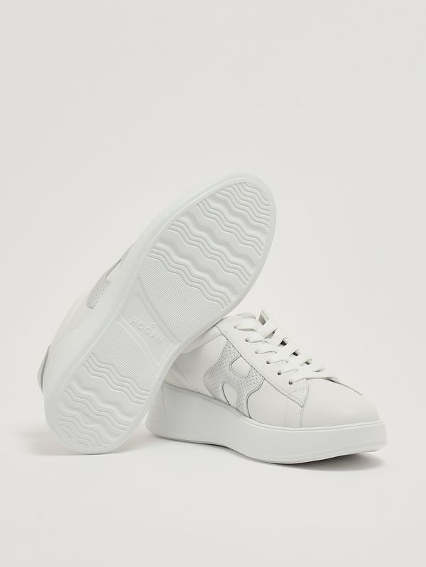 4. Zapatillas de mujer H Rebel H562 de piel Blanco-Plateado Hogan hxw5620dn6pncs