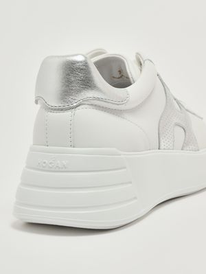 5. Zapatillas de mujer H Rebel H562 de piel Blanco-Plateado