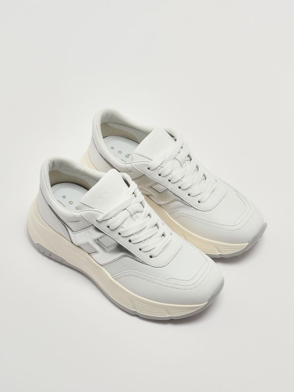 2. Zapatillas de mujer H669 Hi-Fi de piel Blanco-Plateado Hogan hxw6690fr30u7i
