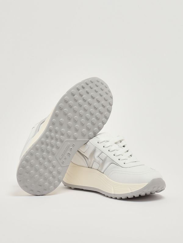 4. Zapatillas de mujer H669 Hi-Fi de piel Blanco-Plateado Hogan hxw6690fr30u7i