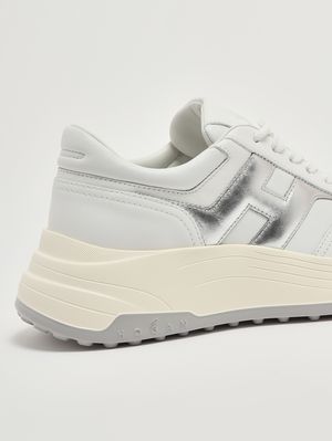 5. Zapatillas de mujer H669 Hi-Fi de piel Blanco-Plateado