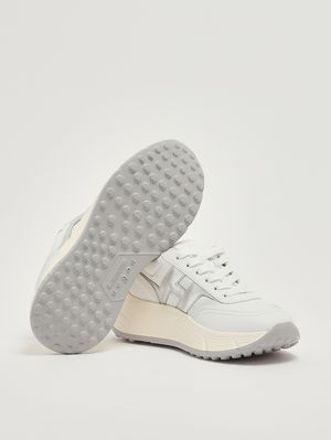 4. Zapatillas de mujer H669 Hi-Fi de piel Blanco-Plateado