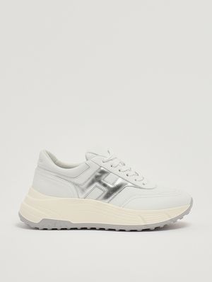 1. Zapatillas de mujer H669 Hi-Fi de piel Blanco-Plateado