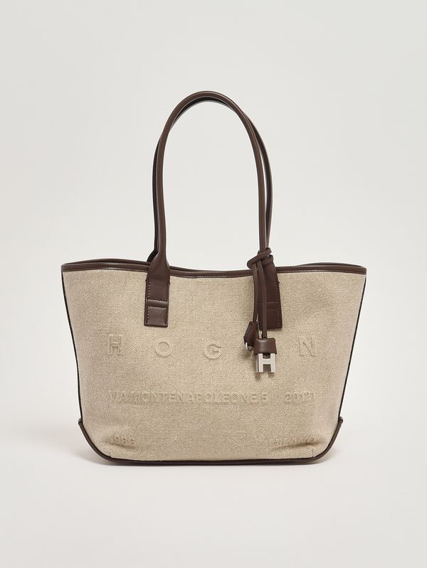 1. Borsa donna Address in canvas e pelle Corda-Moro Hogan kbw01ta2200uw8