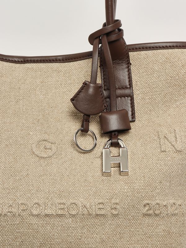 5. Borsa donna Address in canvas e pelle Corda-Moro Hogan kbw01ta2200uw8