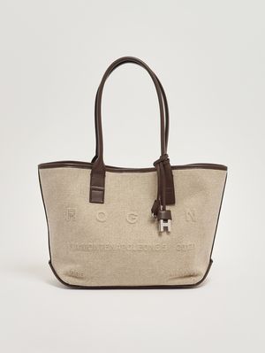 1. Borsa donna Address in canvas e pelle Corda-Moro