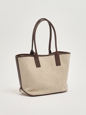 3. Borsa donna Address in canvas e pelle Corda-Moro