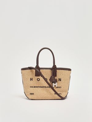 4. Women's Address bag in raffia and leather Raffia