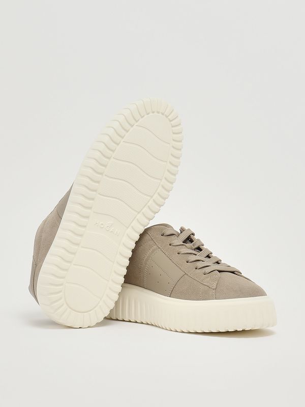 4. Zapatillas de hombre H-Stripes de piel Tórtola Hogan hxm6450fo7tuho