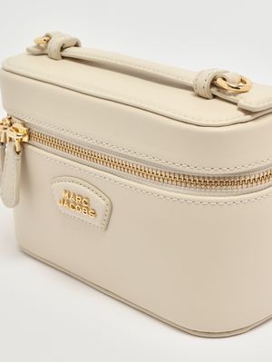 5. Women's The E/W Vanity Bag in leather Cloud White