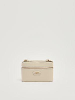 1. Women's The E/W Vanity Bag in leather Cloud White