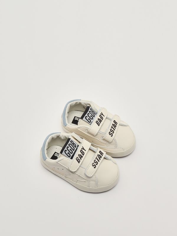 3. Sneaker für Neugeborene Baby School aus Leder Weiß Himmelblau Golden Goose gif00534f007129