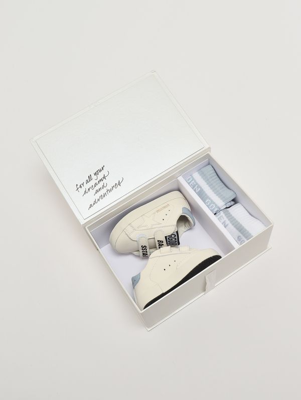 2. Sneaker für Neugeborene Baby School aus Leder Weiß Himmelblau Golden Goose gif00534f007129