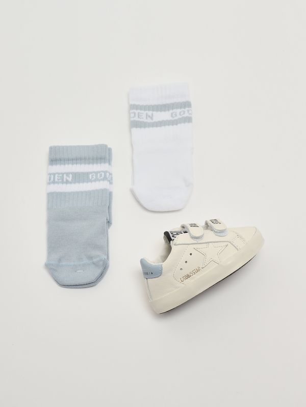 6. Sneaker für Neugeborene Baby School aus Leder Weiß Himmelblau Golden Goose gif00534f007129