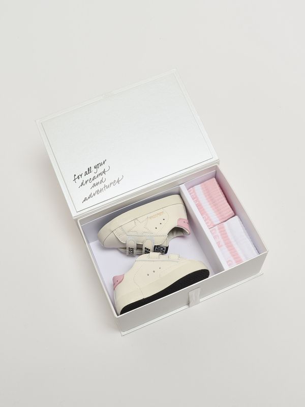2. Newborn Baby School leather sneakers White-Pink Golden Goose gif00534f007129