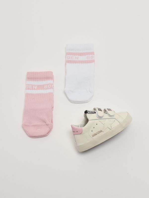 6. Newborn Baby School leather sneakers White-Pink Golden Goose gif00534f007129