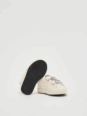 5. Sneaker für Neugeborene Baby School aus Leder Weiß Himmelblau