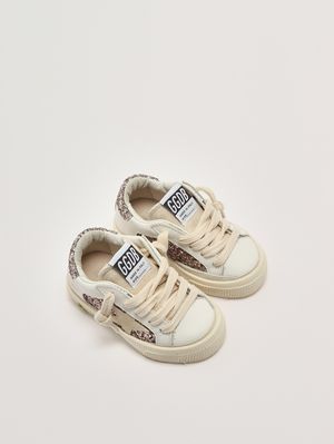 2. Baby-Sneaker May aus Leder und Glitzer Weiß-Rosa