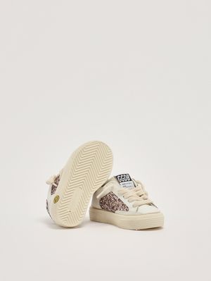 4. Baby-Sneaker May aus Leder und Glitzer Weiß-Rosa