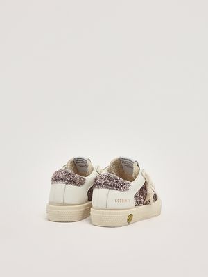 3. Baby-Sneaker May aus Leder und Glitzer Weiß-Rosa