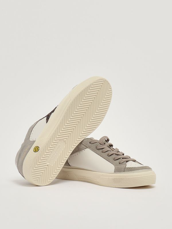 4. Sneakers bambina May in pelle liscia e suede Bianco-Taupe-Beige Golden Goose gtf00495f008072
