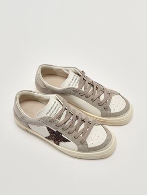 2. Sneakers bambina May in pelle liscia e suede Bianco-Taupe-Beige