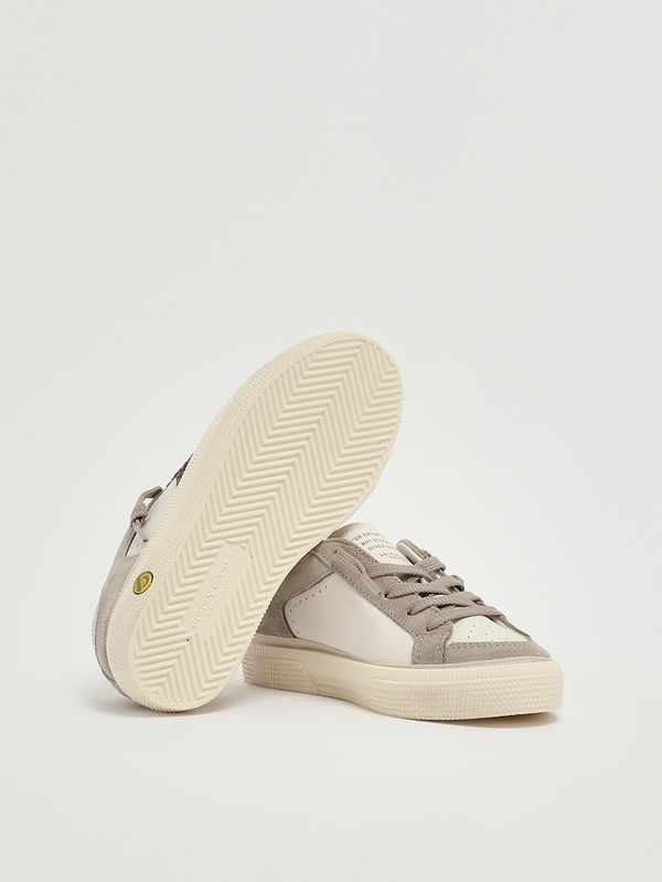 4. Girls' May sneakers in leather and glitter White-Taupe-Beige Golden Goose gyf00495f008072