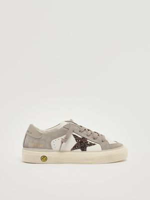 1. Girls' May sneakers in leather and glitter White-Taupe-Beige