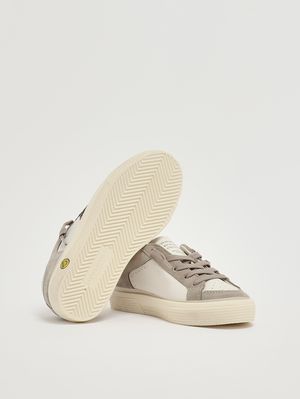 4. Girls' May sneakers in leather and glitter White-Taupe-Beige