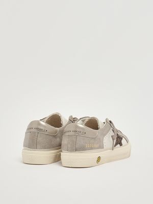 3. Girls' May sneakers in leather and glitter White-Taupe-Beige