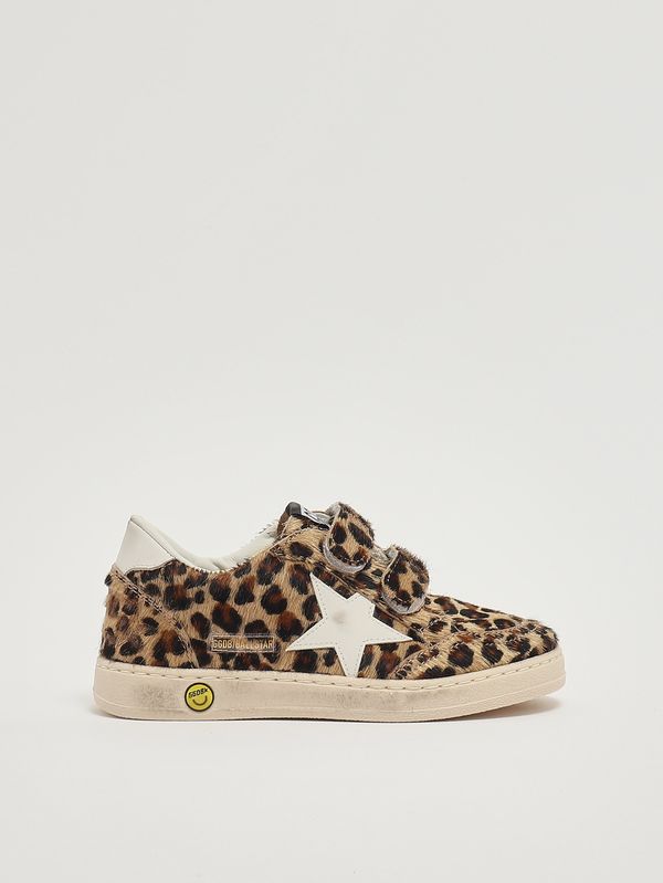 1. Zapatillas de niña Ball Star Strap de piel Estampado animal Leo Golden Goose gyf00501f008053