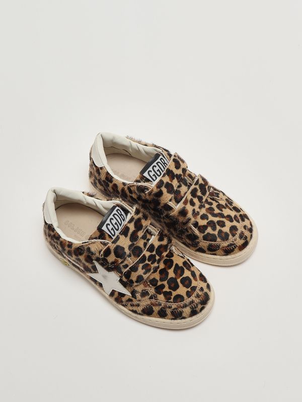 2. Zapatillas de niña Ball Star Strap de piel Estampado animal Leo Golden Goose gyf00501f008053