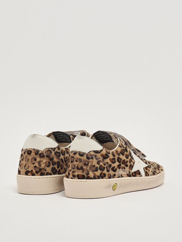 3. Zapatillas para niña Ball Star Strap de piel Animal print Leo Golden Goose gtf00501f008053