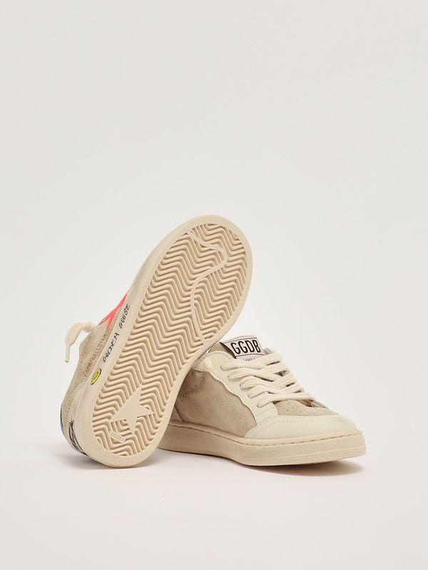 4. Baskets Ball Star en cuir pour garçon Beige-Rouge Fluo-Bleu Golden Goose gyf00439f008050