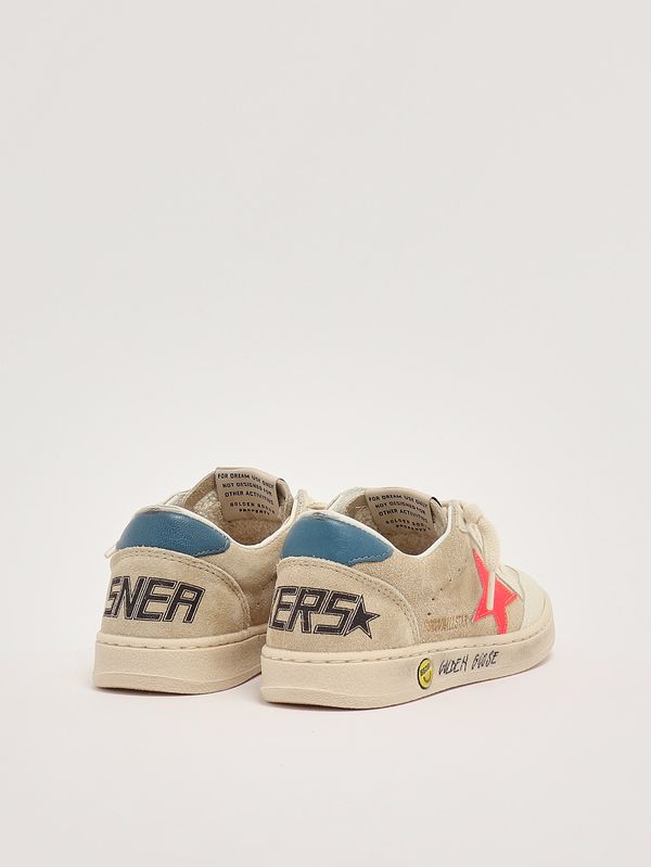 3. Baskets Ball Star en cuir pour garçon Beige-Rouge Fluo-Bleu Golden Goose gyf00439f008050