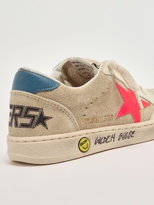 5. Baskets Ball Star en cuir pour garçon Beige-Rouge Fluo-Bleu