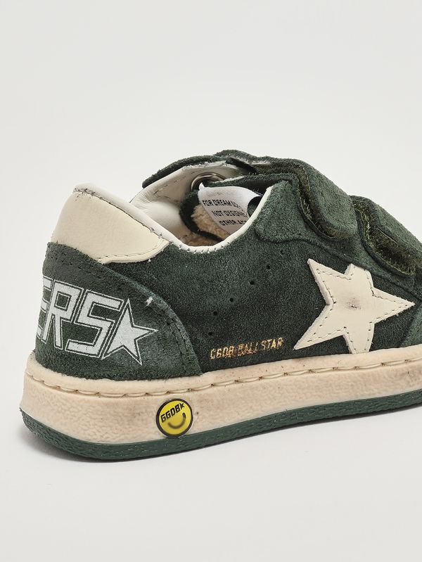 5. Jungen-Sneaker Ball Star Strap aus Wildleder Grün Golden Goose gjf00501f008055