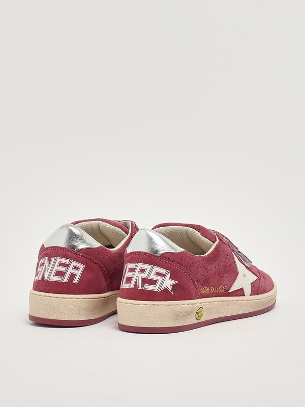 3. Kinder-Sneaker Ball Star Strap aus Veloursleder Bordeaux Golden Goose gtf01032f008052