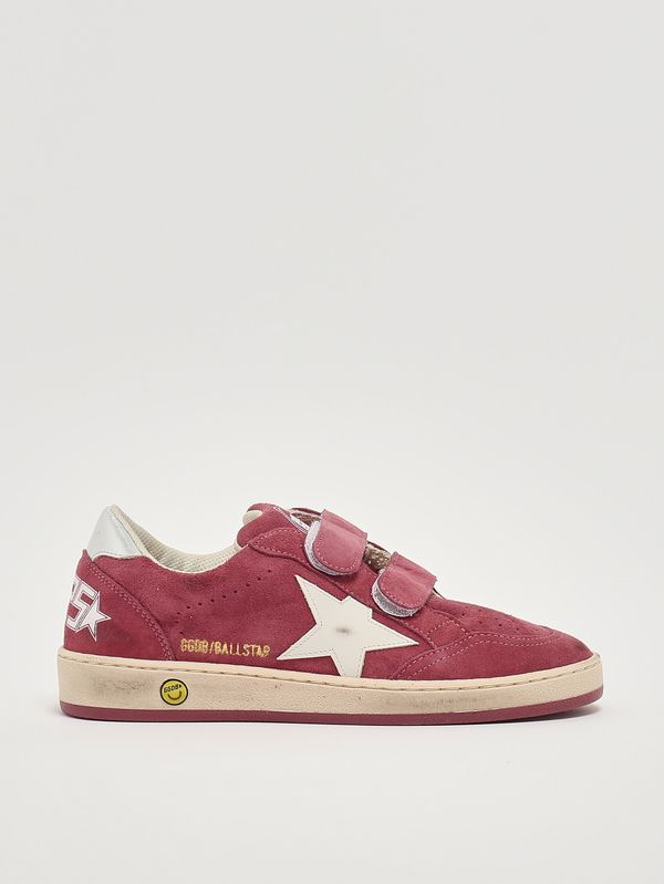 1. Kinder-Sneaker Ball Star Strap aus Veloursleder Bordeaux Golden Goose gtf01032f008052