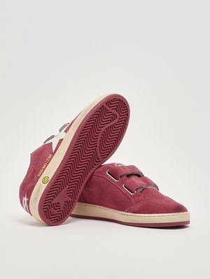 4. Kinder-Sneaker Ball Star Strap aus Veloursleder Bordeaux