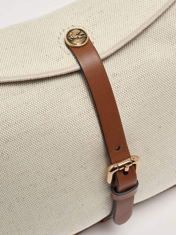 6. Sac Pony en toile lin-coton pour femme Écru-Marron Etro wp1c0019at275