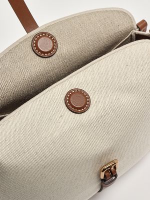 7. Sac Pony en toile lin-coton pour femme Écru-Marron