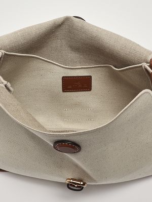 5. Sac Pony en toile lin-coton pour femme Écru-Marron