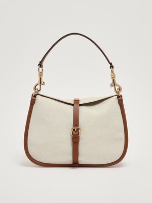 1. Sac Pony en toile lin-coton pour femme Écru-Marron