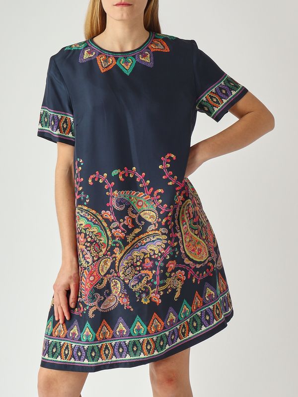5. Vestido de seda para mujer Azul marino-Fantasía Etro wrha0562akg17
