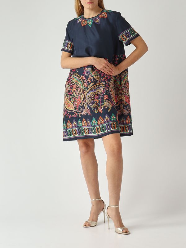 2. Vestido de seda para mujer Azul marino-Fantasía Etro wrha0562akg17